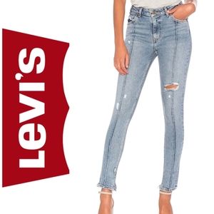 Levi's 721 Vintage Orange Tag Distressed High Rise Skinny Denim Jeans Size 26